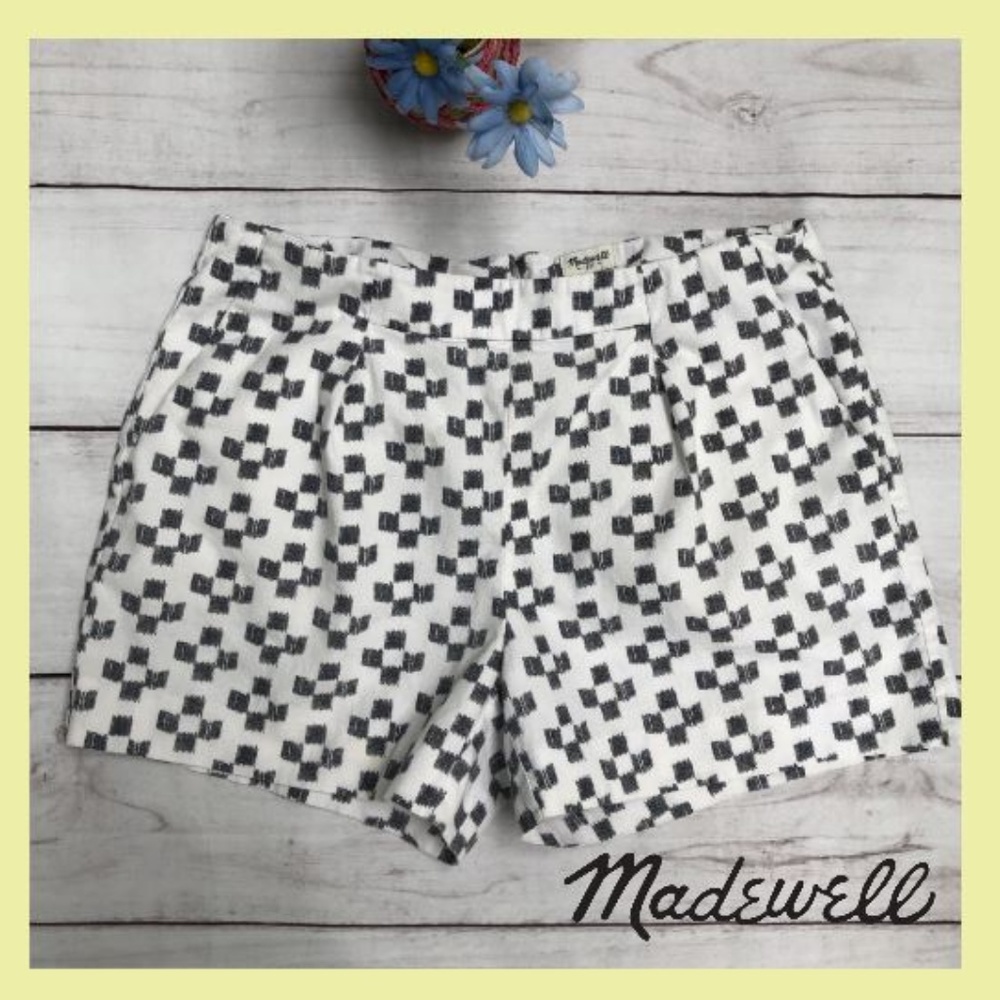 Madewell Deck Crosshatch Ikat Black/White Shorts